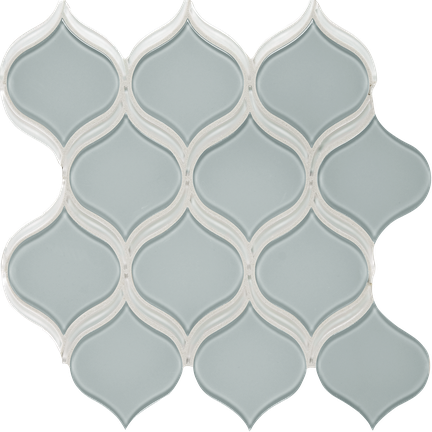 Calm Green w/Pure White Arabesque Mosaics M12BLUB