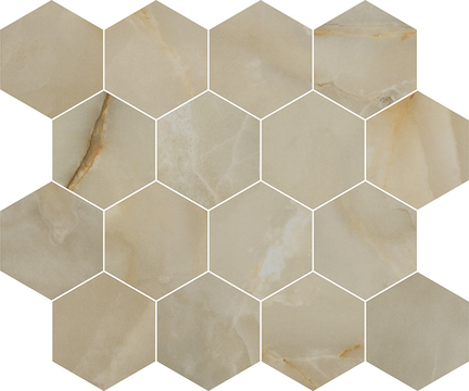 Opulent Beige Onyx Hexagon Mosaics (Polished) M3x3HEX