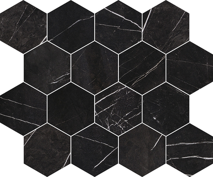 Regal Black Hexagon Mosaics (Matte) M3x3HEX