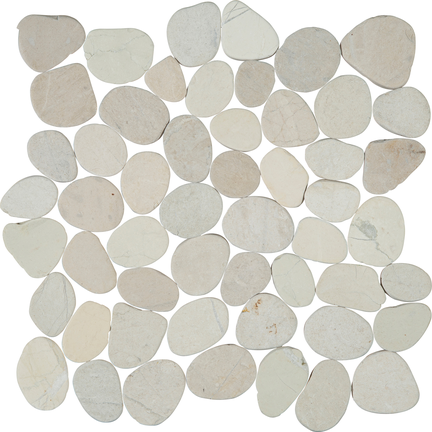 Island White Flat Flat Pebble Mosaics 12x12