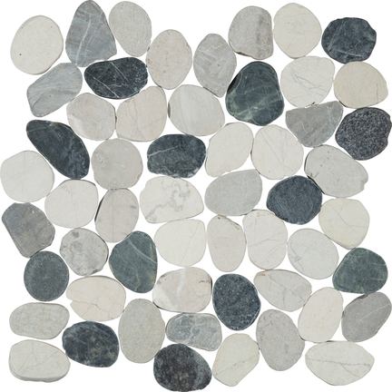 Silver Quartz Flat Flat Pebble Mosaics 12x12
