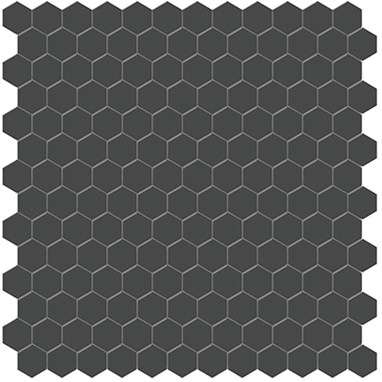 Retro Black 1in Hexagon Mosaic 12x12
