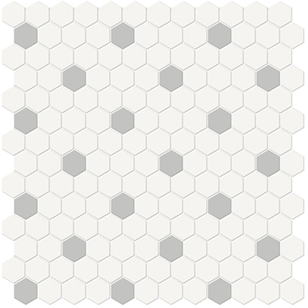 Canvas White & Loft Grey 1in Hexagon Mixed Mosaic 12x12