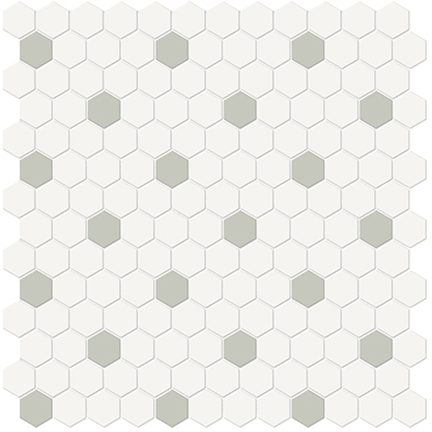 Canvas White & Soft Sage 1in Hexagon Mixed Mosaic 12x12
