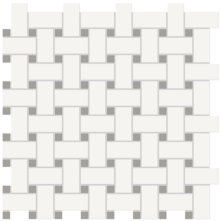 Canvas White & Cement Chic Basketweave Mixed Mosaic 12x12
