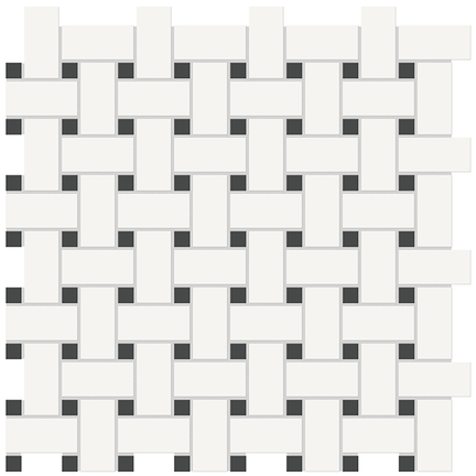 Canvas White & Retro Black Basketweave Mixed Mosaic 12x12
