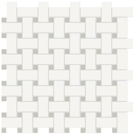 Canvas White & Soft Sage Basketweave Mixed Mosaic 12x12